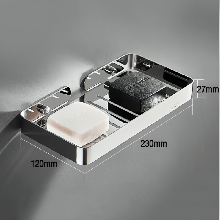 Picture of Bathroom Soap case big size adjustable two soap together Stainless steel SUS304 wall mounted Self Adhesive Drain Soap Sponge rack