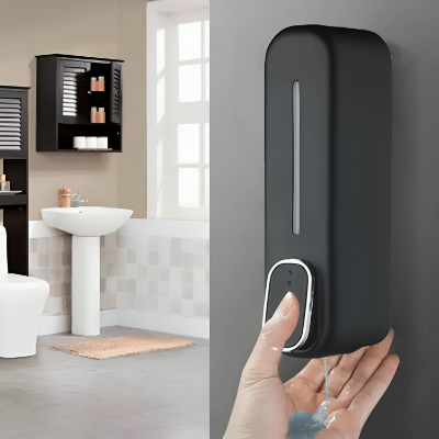 Picture of Wall Mounted Liquid Soap Dispenser - 350 Ml - Brush Holder/Hand Wash Liquid Soap Dispenser for bathroom/basin/kitchen/Restaurants