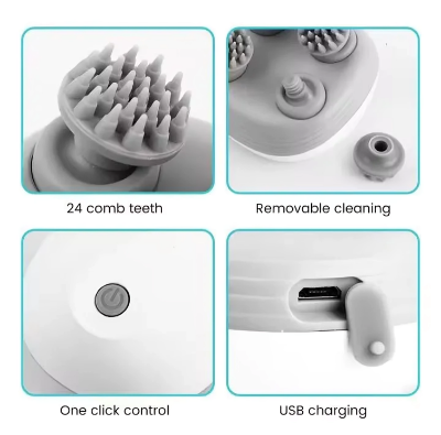 Picture of Electric Scalp Massager, Portable Head Massager with Kneading 96 Massage Nodes, Handheld Head Scratcher Massager for Stress Relax and Pain Relief, Ideal Gifts for Women, Men