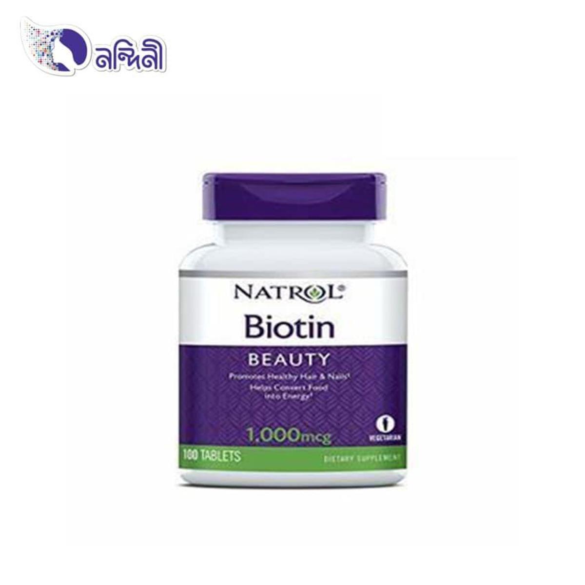 Picture of Natrol Biotin Beauty - Promotes Healthy Hair and Nails - 1000mcg - 100 Tablets