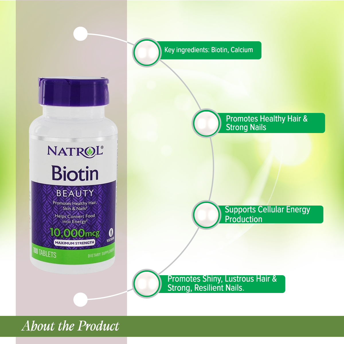 Picture of Natrol Biotin 10000 mcg - 100 Counts 