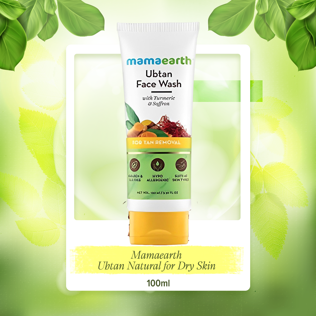 Picture of Mamaearth Ubtan Natural Face Wash for All Skin Type with Turmeric & Saffron for Tan removal and Skin brightning 100 ml - SLS & Paraben Free