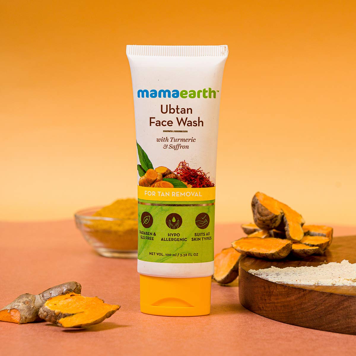 Picture of Mamaearth Ubtan Natural Face Wash for All Skin Type with Turmeric & Saffron for Tan removal and Skin brightning 100 ml - SLS & Paraben Free