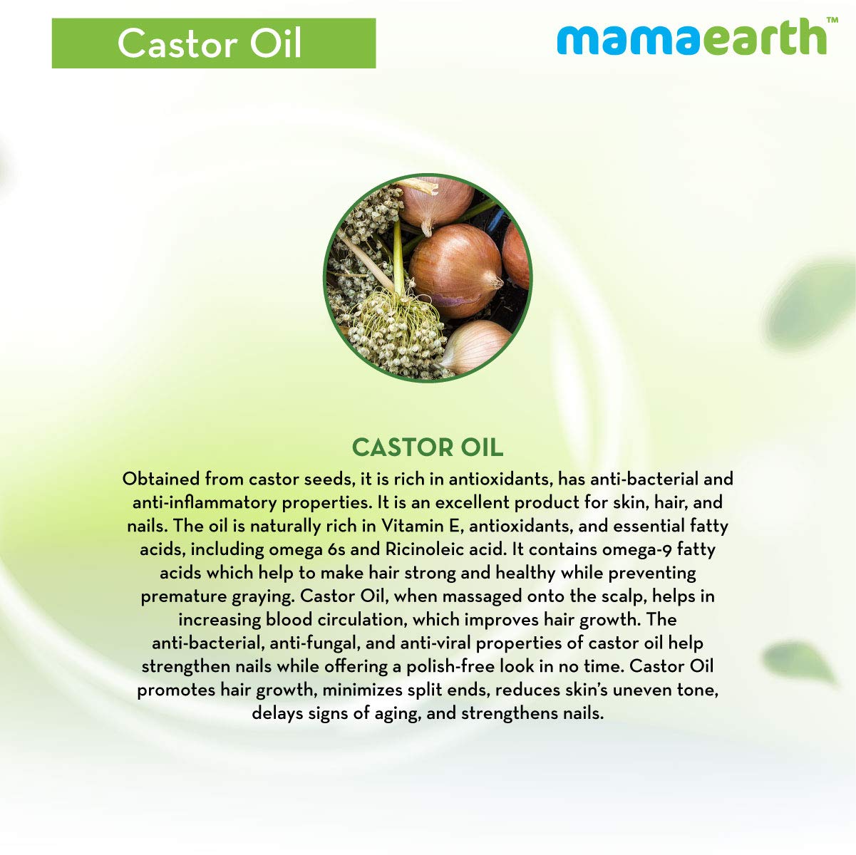 Picture of Mamaearth 100% Pure Castor Oil, Cold Pressed, To Support Hair Growth Hair Oil (150 ml)