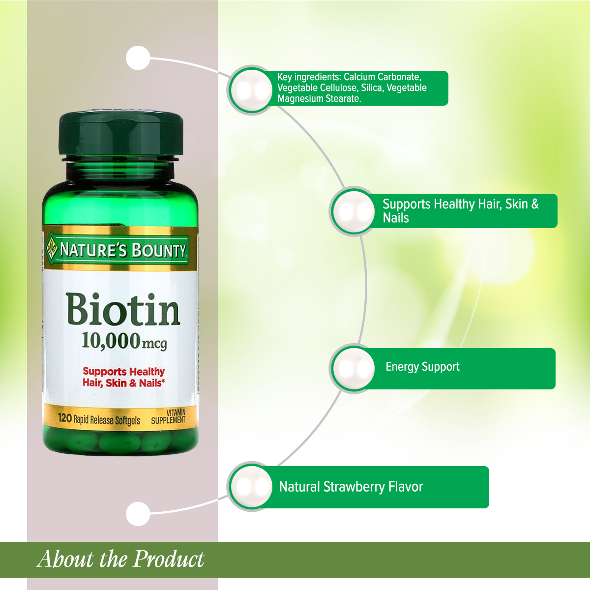 Picture of Nature's bounty biotin calculated 10000 -120 counts(not halal)