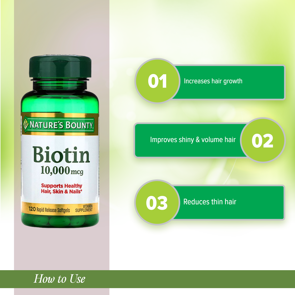 Picture of Nature's bounty biotin calculated 10000 -120 counts(not halal)
