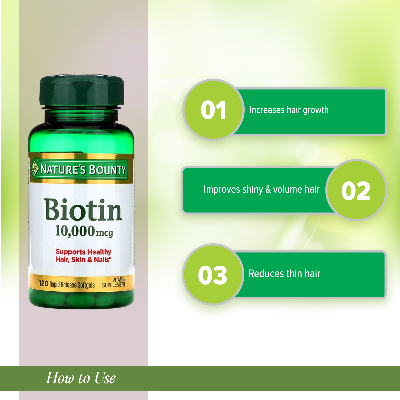 Picture of Nature's bounty biotin calculated 10000 -120 counts(not halal)