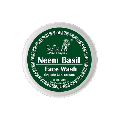 Picture of Rustic Art Organic Neem Basil Face Wash Concentrate for Mild Exfoliation-50 gram