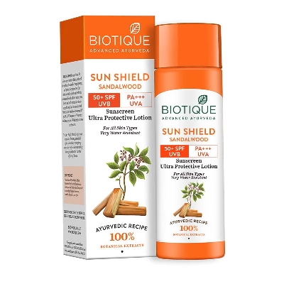 Picture of Biotique Bio Sandalwood 50+ SPF UVA/UVB Sunscreen Ultra Soothing Face Lotion-120 ml
