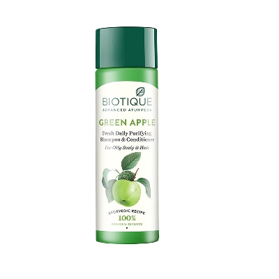 Picture of Biotique Bio Green Apple Fresh Daily Purifying Shampoo and Conditioner for Oily Scalp and Hair-120 ml