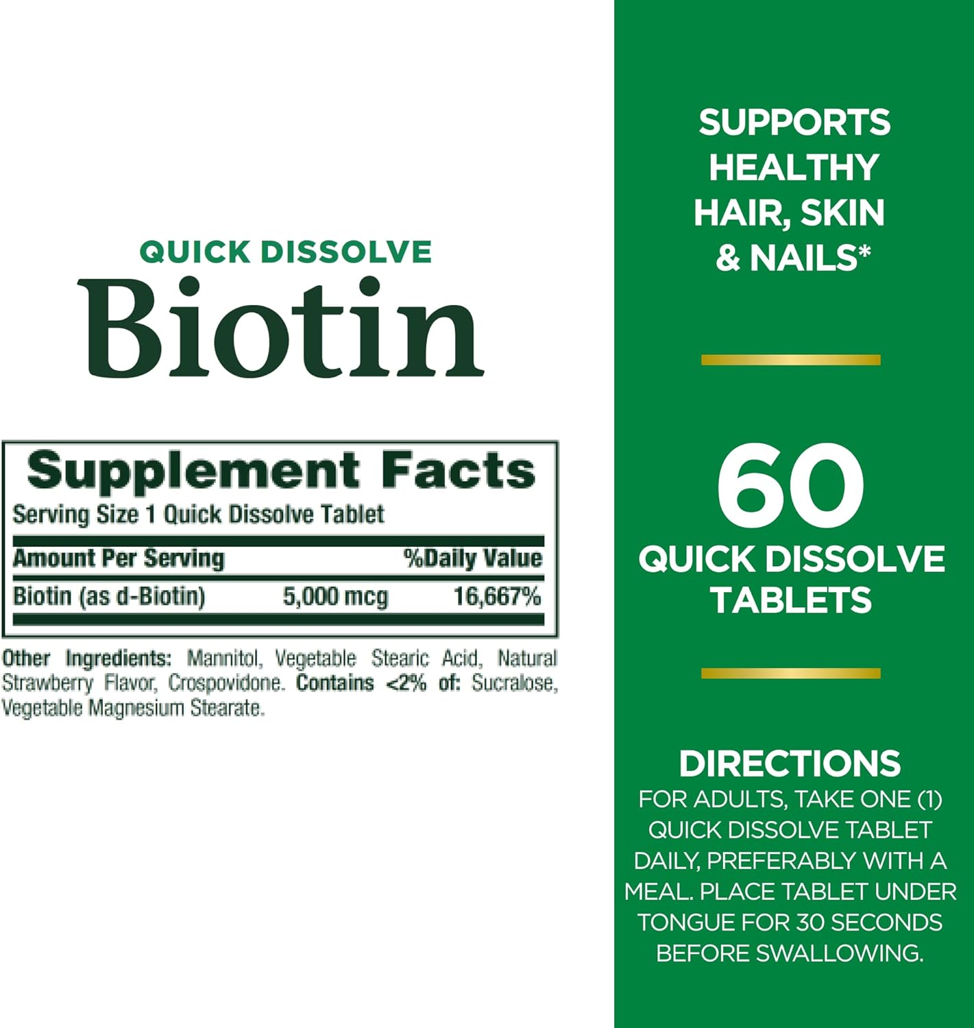 Picture of Nature's Bounty biotin 5000 mcg-60 Quick Dissolve