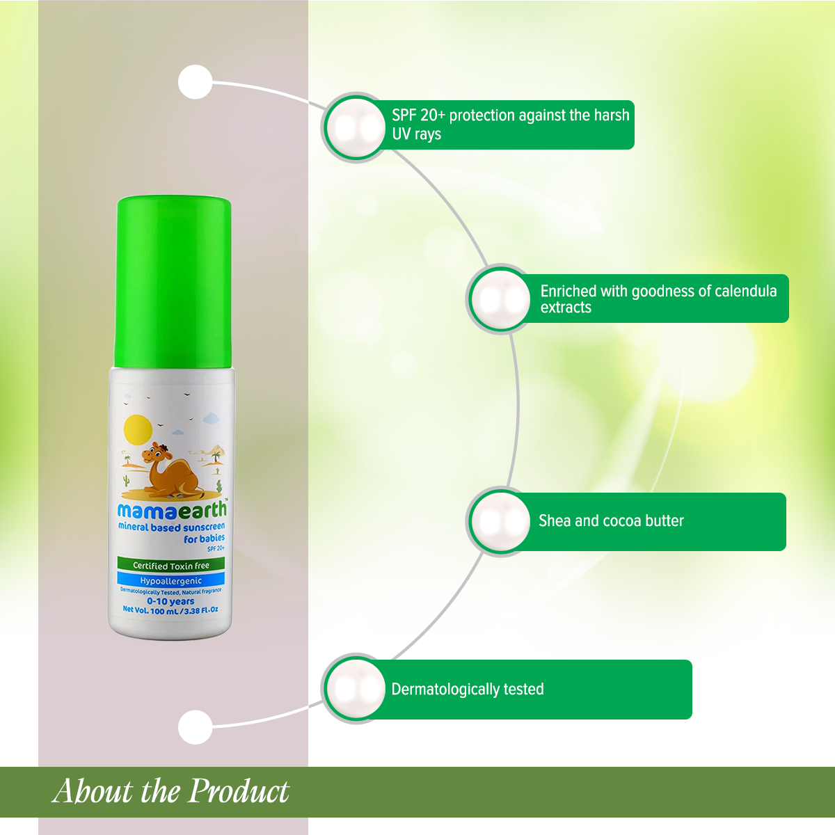 Picture of Mamaearth Mineral Based Sunscreen Baby Lotion SPF 20 Hypoallergenic-100ml