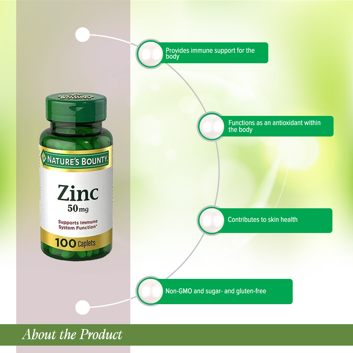 Picture of প্রকৃতির বাউন্টি জিংক 50 mg ক্যাপলেট 100 গণনা