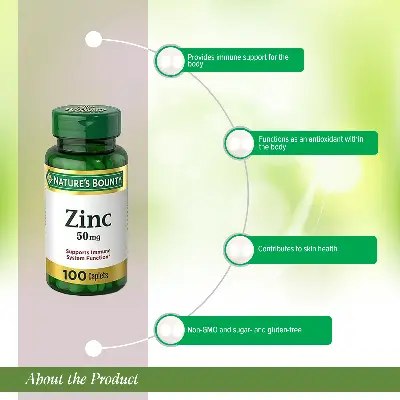 Picture of প্রকৃতির বাউন্টি জিংক 50 mg ক্যাপলেট 100 গণনা