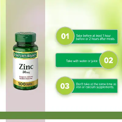 Picture of প্রকৃতির বাউন্টি জিংক 50 mg ক্যাপলেট 100 গণনা