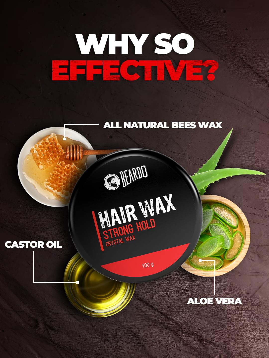 Picture of Beardo Hair Wax Strong Hold Crystal Gel Wax-100g