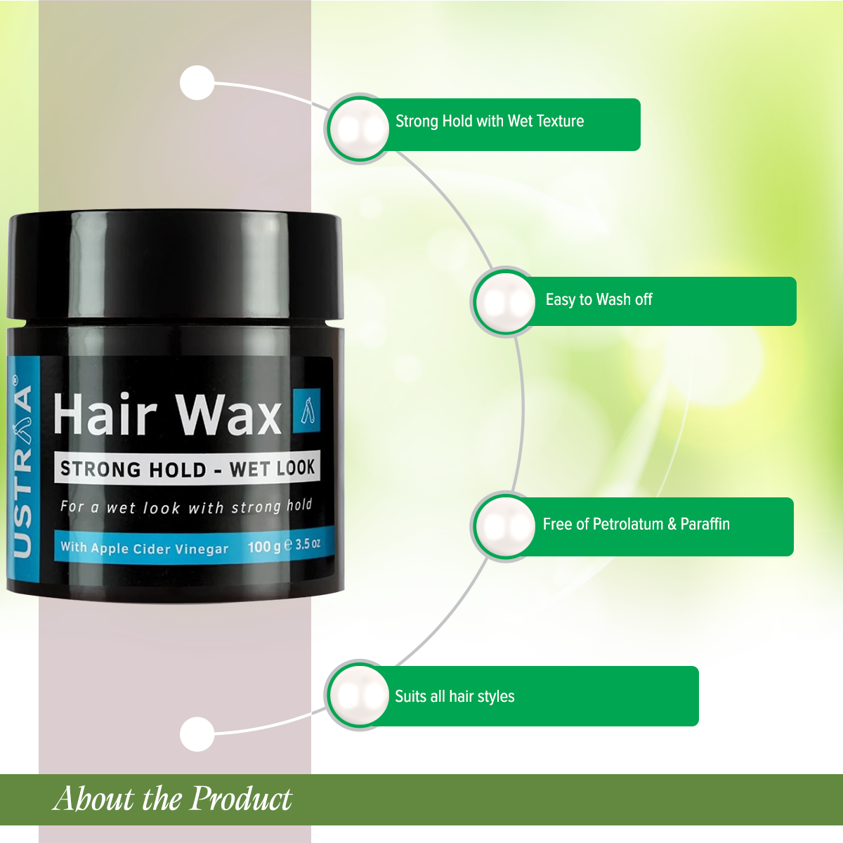 Picture of Ustraa Strong Hold Hair Wax-Wet Look-100g