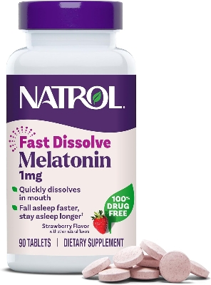 Picture of Natrol Melatonin Fast Dissolve Maximum Strength Strawberry Flavor 1mg-90 Count