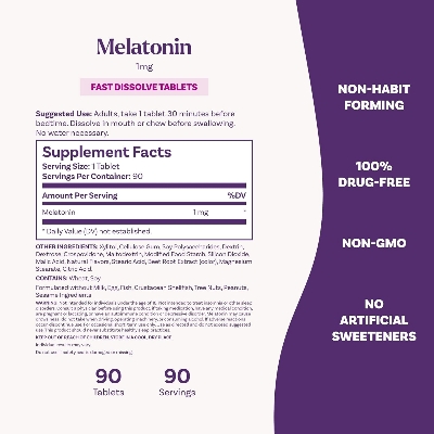 Picture of Natrol Melatonin Fast Dissolve Maximum Strength Strawberry Flavor 1mg-90 Count