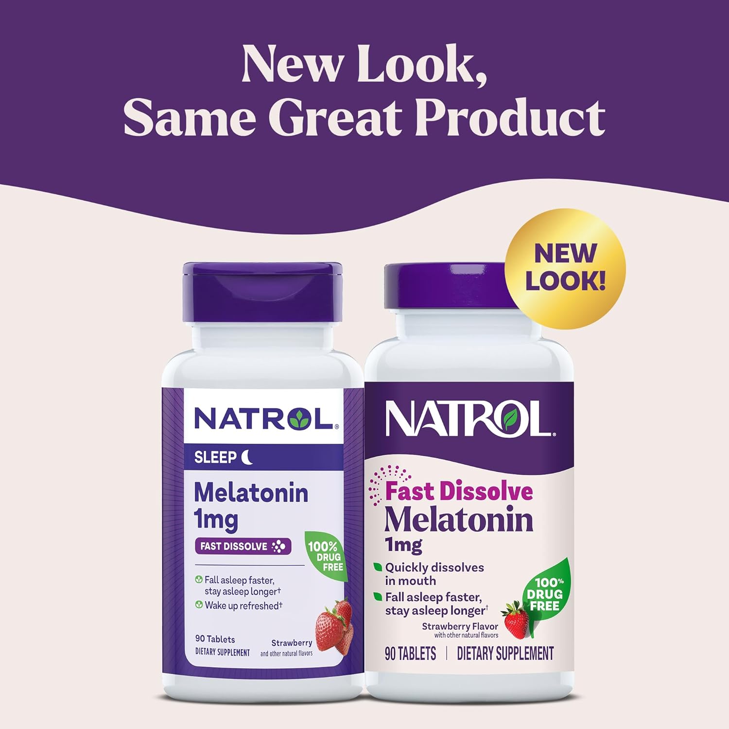 Picture of Natrol Melatonin Fast Dissolve Maximum Strength Strawberry Flavor 1mg-90 Count