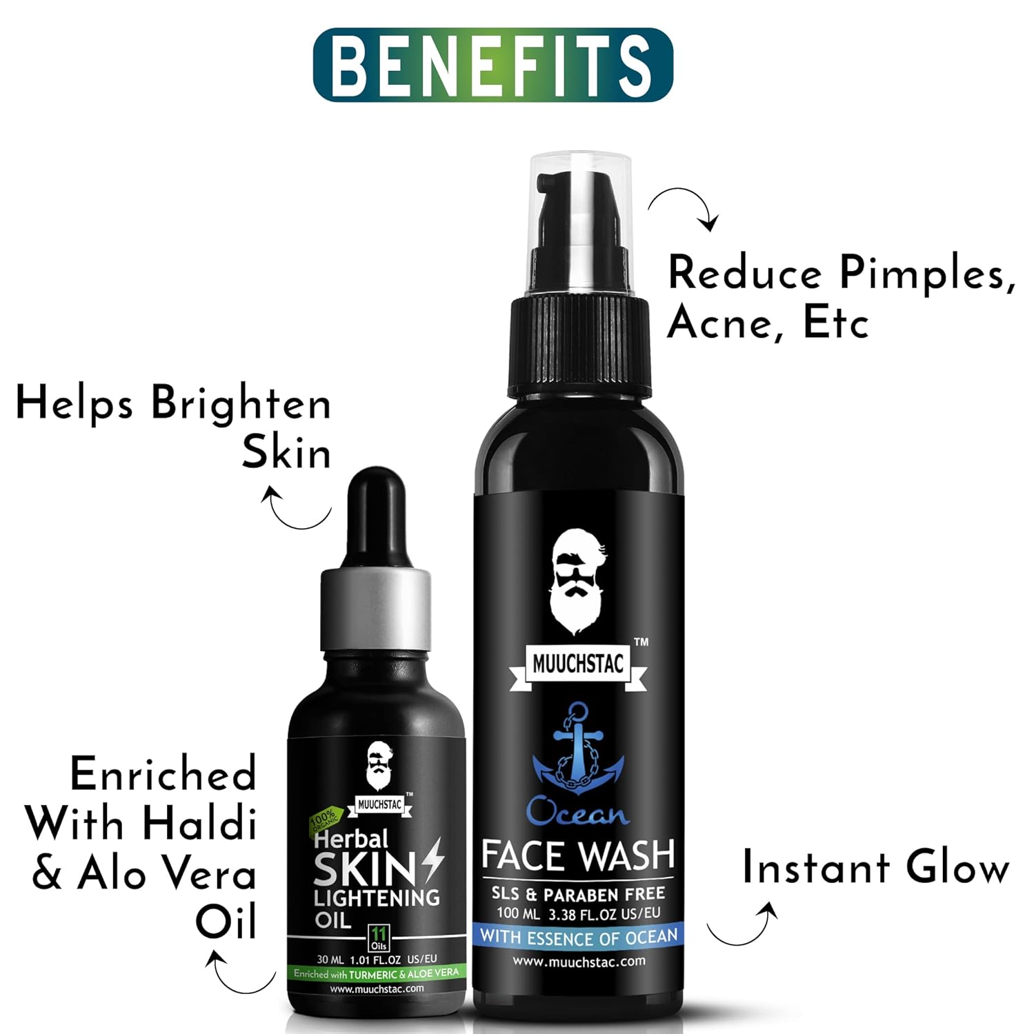 Picture of Muuchstac Face Care Kit - Skin Lightening Oil 30ml & Ocean Face Wash-100 ml