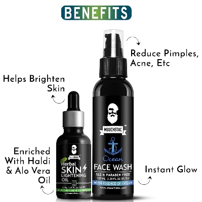 Picture of Muuchstac Face Care Kit - Skin Lightening Oil 30ml & Ocean Face Wash-100 ml