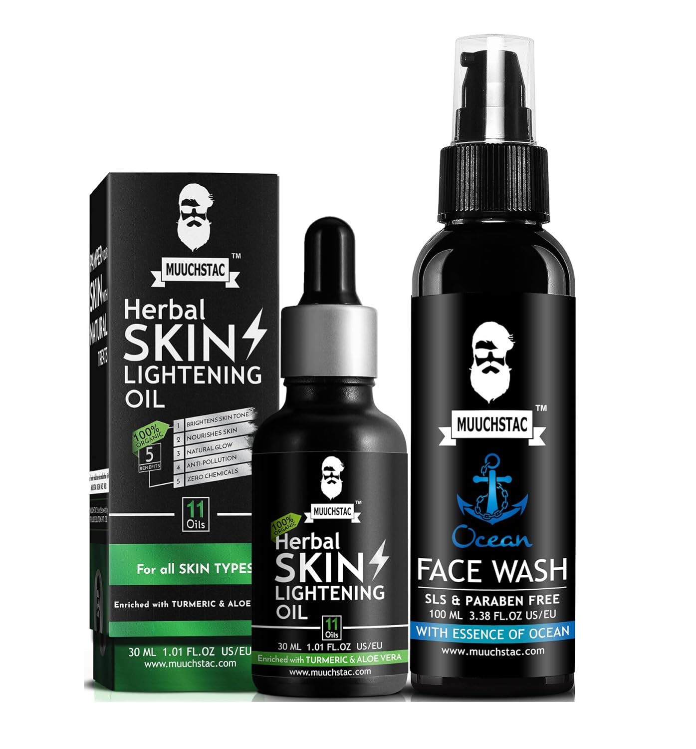 Picture of Muuchstac Face Care Kit - Skin Lightening Oil 30ml & Ocean Face Wash-100 ml