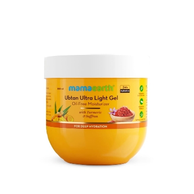 Picture of Mamaearth Ubtan Ultra Light Gel Oil-Free Moisturizer For Face, Body and Hands; with Turmeric & Saffron for Deep Hydration-200 ml