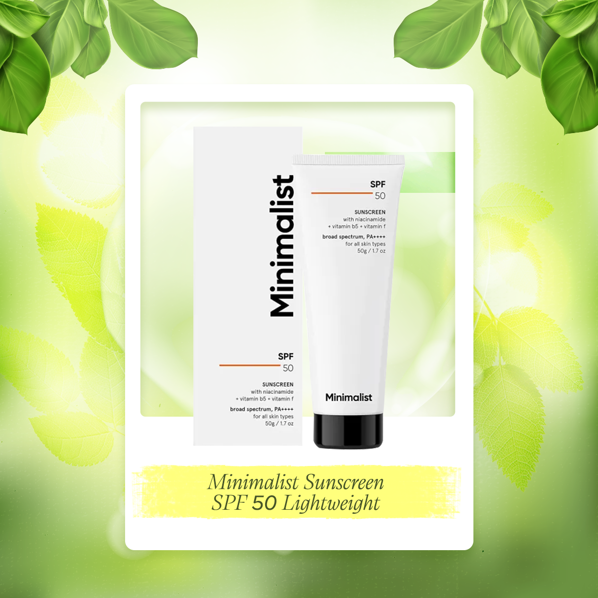 Picture of Minimalist Sunscreen Spf 50 Lightweight, No White Cast, Broad Spectrum Pa ++++, Acne Safe| For Men & Women-50 Gm