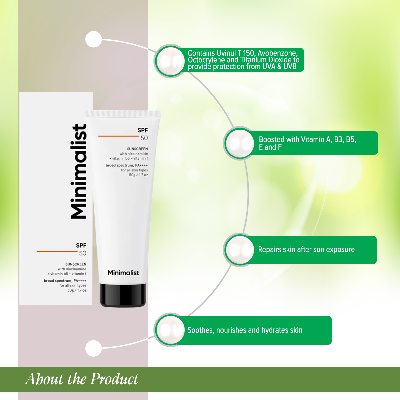 Picture of Minimalist Sunscreen Spf 50 Lightweight, No White Cast, Broad Spectrum Pa ++++, Acne Safe| For Men & Women-50 Gm