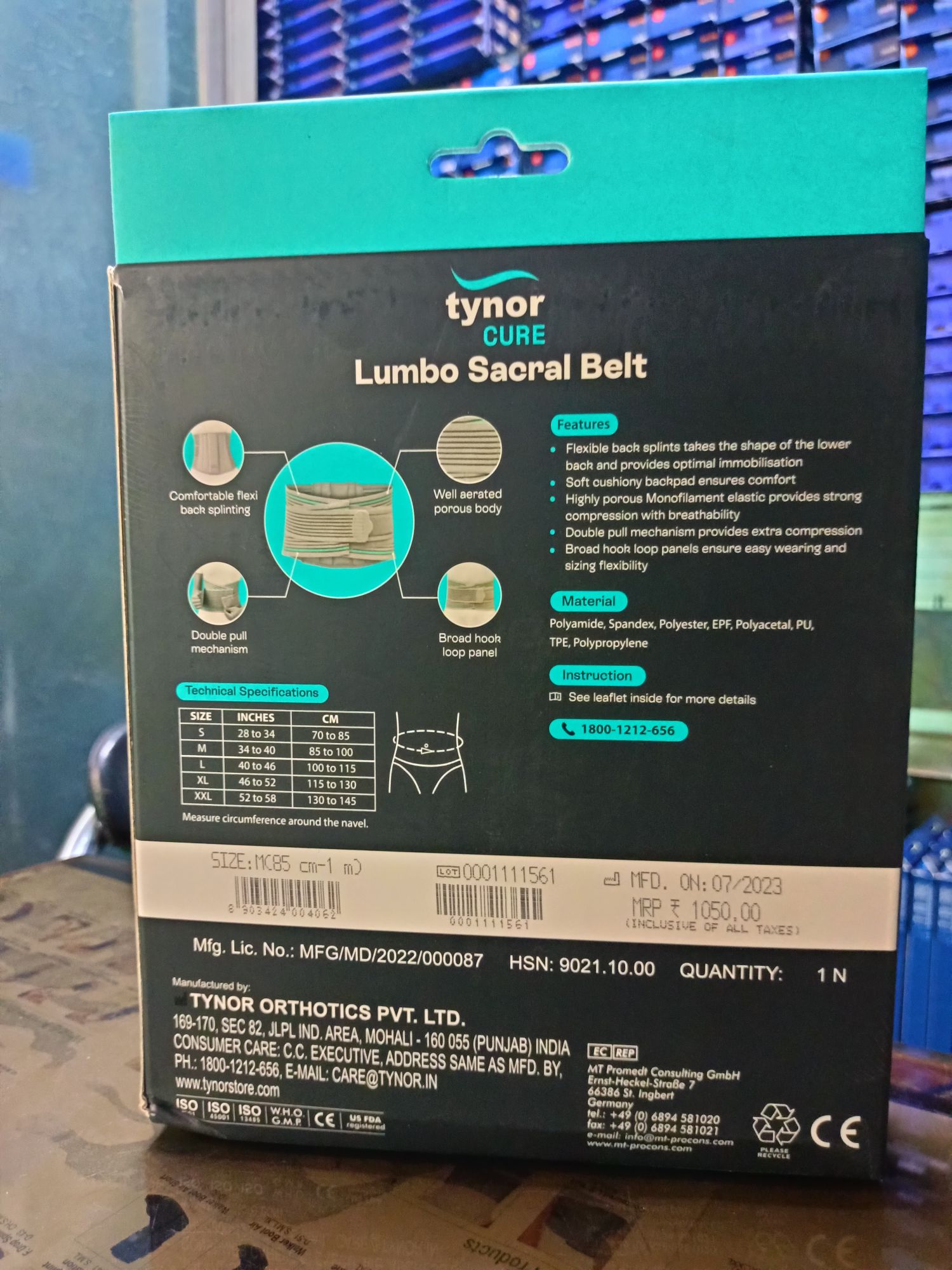 Picture of Tynor Lumbo Sucral belt A-05  Adjustable pain relief support