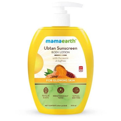 Picture of Mamaearth Ubtan Sunscreen Body Lotion SPF 30 with Turmeric & Saffron for Glowing Skin-300 ml