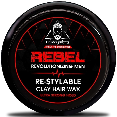 Picture of Urbangabru Rebel Hair styling clay Wax for Men strong hold- 100 Times Re-Styleable & matte finish (safe & natural) - 85 Gram