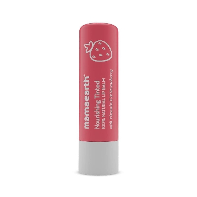 Picture of Mamaearth Nourishing Lip Balm Tinted 100% Natural with Vitamin E and Strawberry-4g