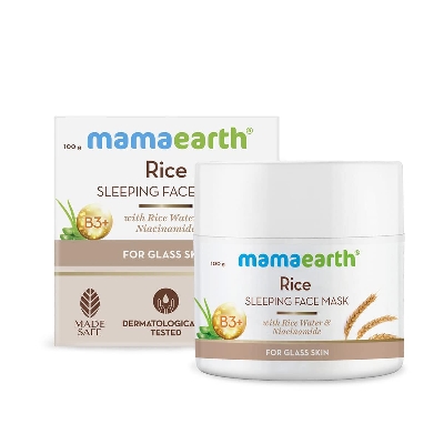 Picture of Mamaearth Rice Sleeping Face Maske, Night ointment With Rice Water & Niacinamide for Glass Skin-100 gm