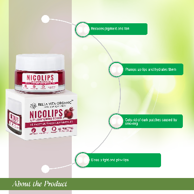 Picture of Bella Vita Organic NicoLips Lip Scrub Balm Brightening Dark Lips for Men and Women Dry Lips-20 gram