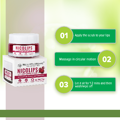 Picture of Bella Vita Organic NicoLips Lip Scrub Balm Brightening Dark Lips for Men and Women Dry Lips-20 gram