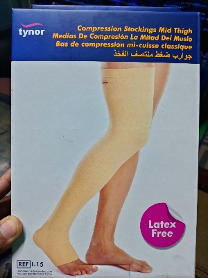 Picture of Tynor Compression stockings -Thigh Lenght Open Toe - Asset Pharmacy