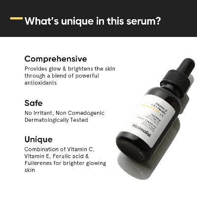 Picture of Minimalist Skin Brightening & Uneven Skin Tone Treating Vitamin C 16% Face Serum (Advanced) | Advanced Glowing Formula With Power of Vit C & E, Ferulic Acid & Fullerenes to boost radiance, Protects from Oxidative Stress & Improves Skin Texture
