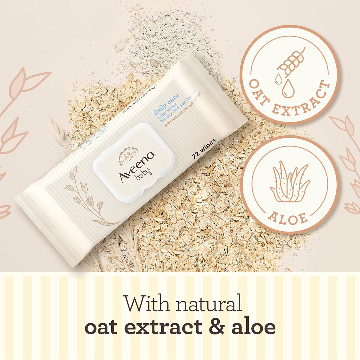 Picture of Aveeno Baby Daily Care Wipes for Dry and Sensitive  -72 wipes