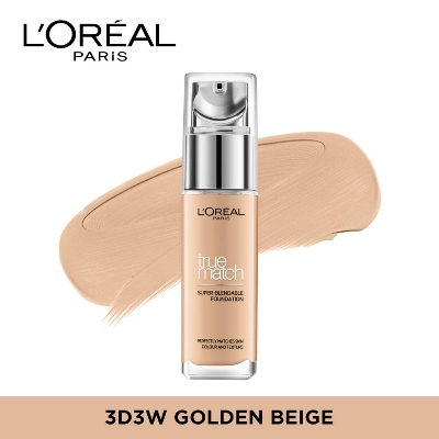 Picture of L'Oreal Paris True Match Super Blendable Liquid Foundation with Opaque Finish (Golden Beige 3D3W, 30ml)