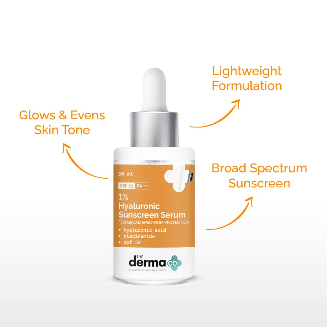 Picture of The Derma Co 1% Hyaluronic Acid Sunscreen Serum with SPF 50-30 ml