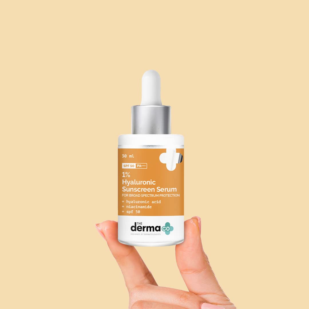 Picture of The Derma Co 1% Hyaluronic Acid Sunscreen Serum with SPF 50-30 ml