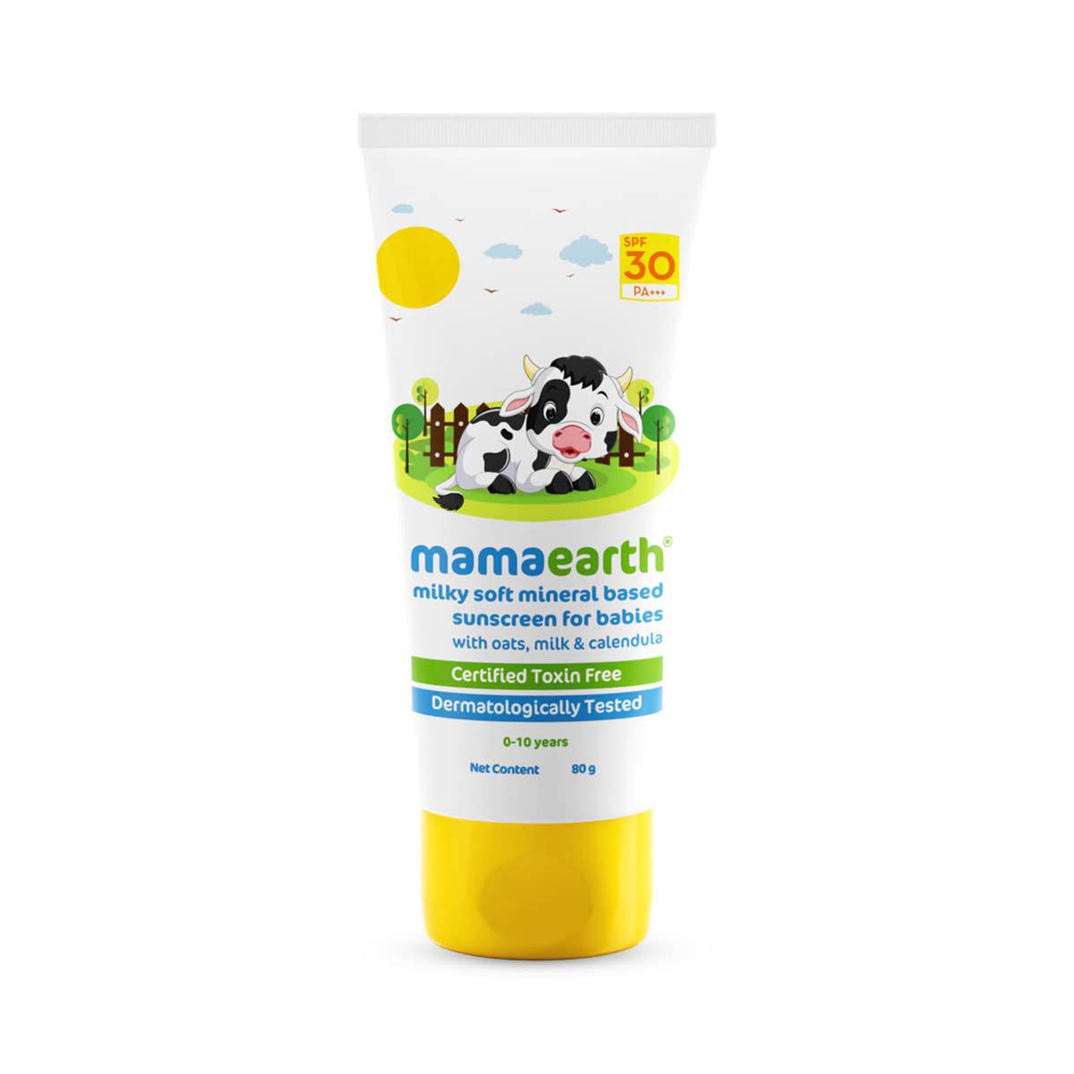 Picture of Mamaearth Milky Soft Mineral Based Sunscreen SPF 30 & PA+++ With Oats, Milk and Calendula for Babies- 80 g