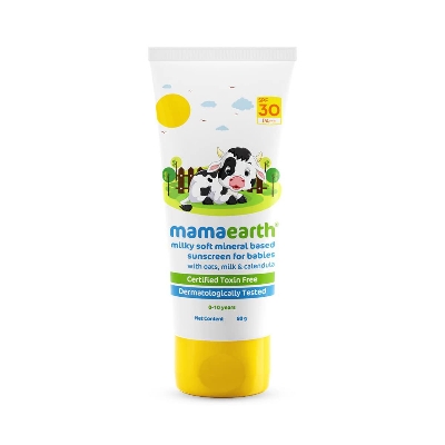 Picture of Mamaearth Milky Soft Mineral Based Sunscreen SPF 30 & PA+++ With Oats, Milk and Calendula for Babies- 80 g