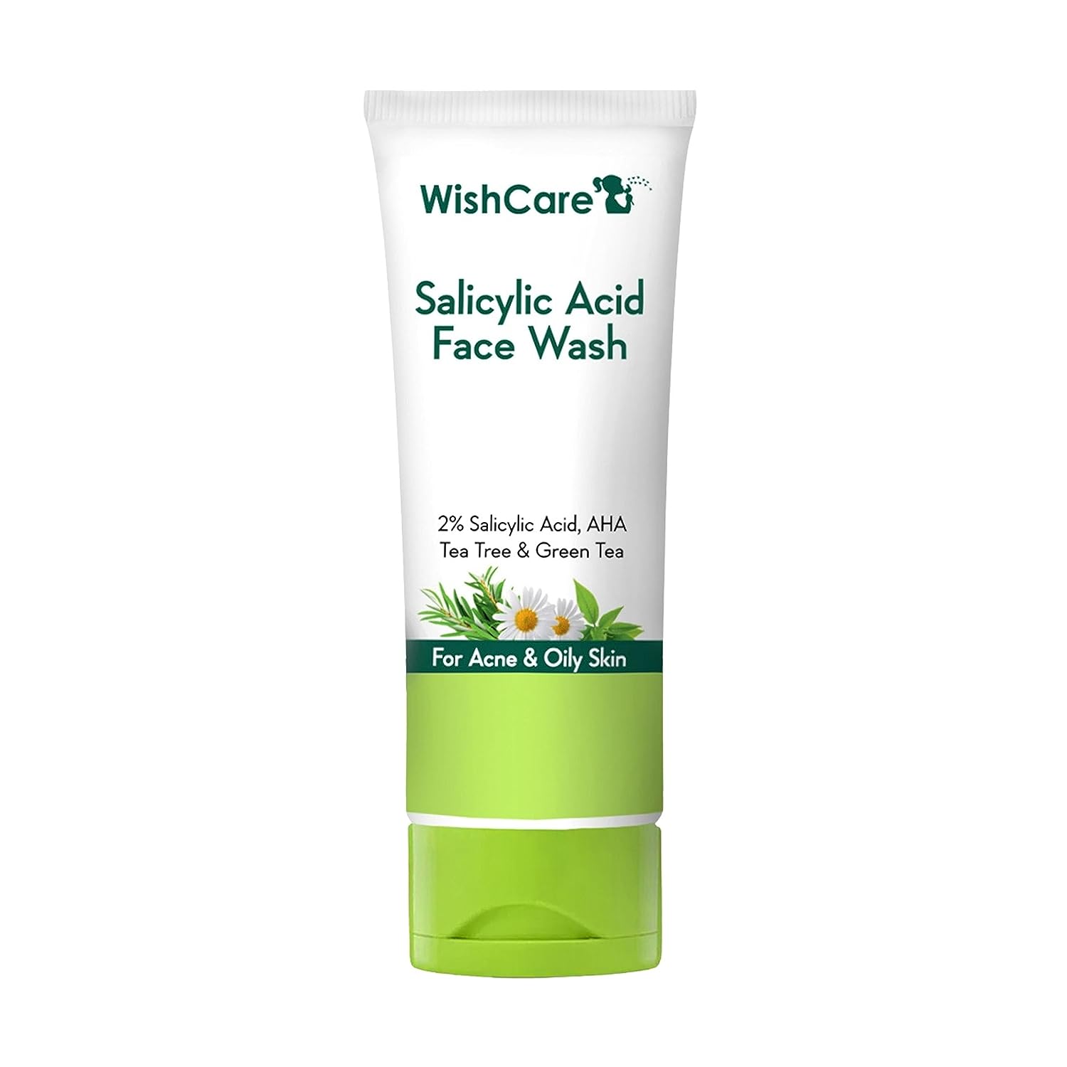 Picture of WishCare 2% Salicylic Acid Face Wash with AHA, GreenTea, Chamomile & TeaTree - For Oil & Acne Control -100 ml