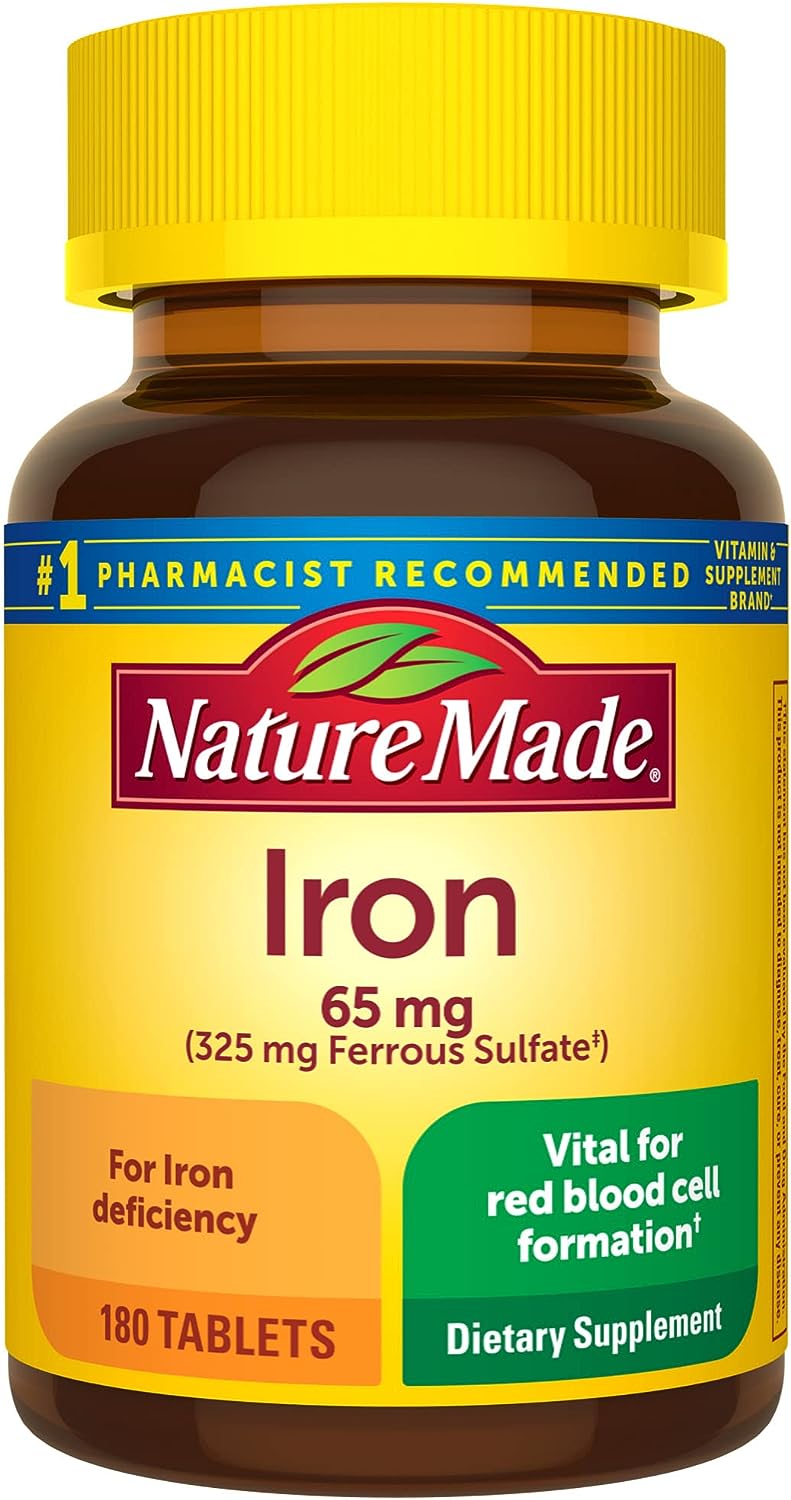Picture of Nature Made Iron 65 mg (325 mg Ferrous Sulfate) Tablets,-180  tablets