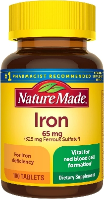 Picture of Nature Made Iron 65 mg (325 mg Ferrous Sulfate) Tablets,-180  tablets