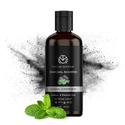 Picture of The Man Company Charcoal Shampoo For Oily Scalp To Eliminate Dandruff, Improve Hair Growth with Peppermint & Clove-250 ml