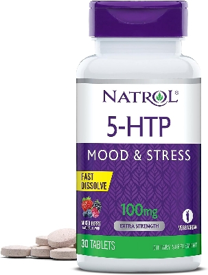 Picture of Natrol 5-HTP 100mg, Drug-Free Dietary Supplement Helps Support Balanced Mood, 30 Mixed Berry-Flavored Fast Dissolve Tablets